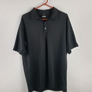 Nike Men's XL Classic Athletic Polo Shirt Solid Black White Swoosh Sphere Dry